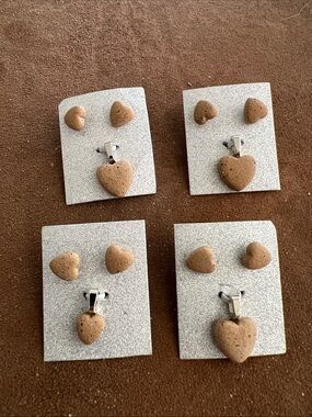 Desert handmade earrings and pendant. Made from speckled buff clay. variety LVNV